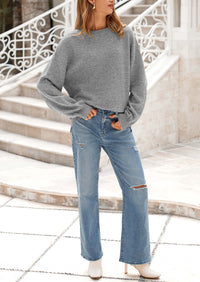 PRETTYGARDEN Women's Fall Sweaters Casual Crew Neck Long Sleeve Pullover Tops Ribbed Knit Loose Fit Winter Clothes