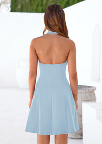 PRETTYGARDEN Cocktail Dresses for Women Short Summer Elegant Halter V Neck Sleeveless A Line Spring Mini Party Dress PRETTYGARDEN