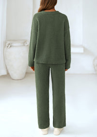 PRETTYGARDEN Lounge Sets for Women Two Piece Sweaters Pajama Set Fall Fashion Loungewear Outfits Matching Winter Clothes