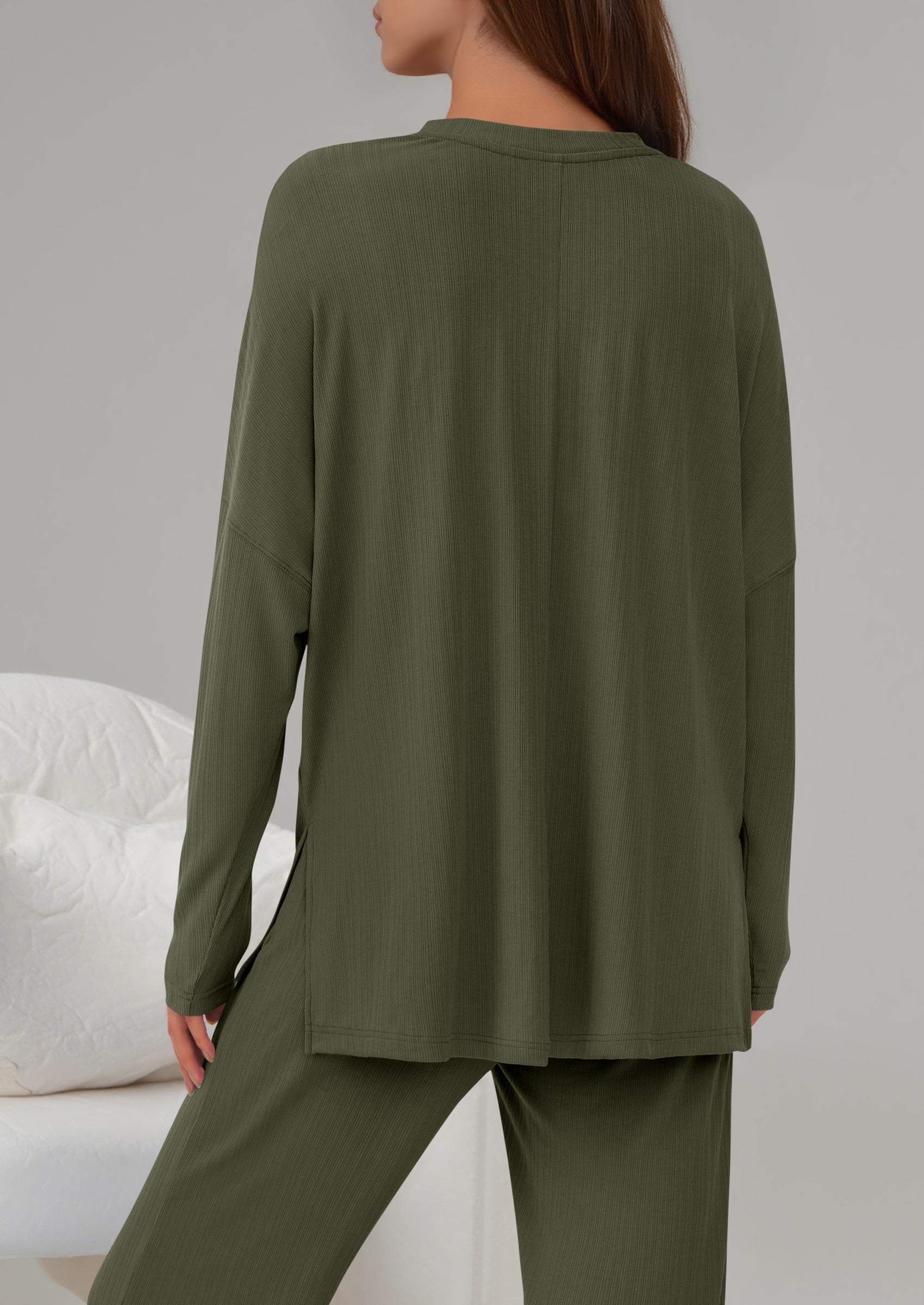 PRETTYGARDEN 2 Piece Lounge Sets for Women Fall Outfits Casual Loose Long Sleeve Tops Wide Leg Pants Matching Pajama Set