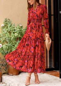 PRETTYGARDEN Women's Floral Maxi Dress Spring Long Sleeve V Neck Casual A Line Long Flowy Boho Party Dresses