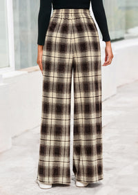 PRETTYGARDEN Casual Women's Pants Elastic Waist Palazzo Long Stretchy Wide Leg Trousers Knit Fall Outfits with Pockets