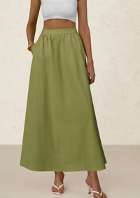 Women's Maxi Skirts 2025 Summer Trendy Ruffle High Waisted Casual Long Flowy Skirt with Pockets