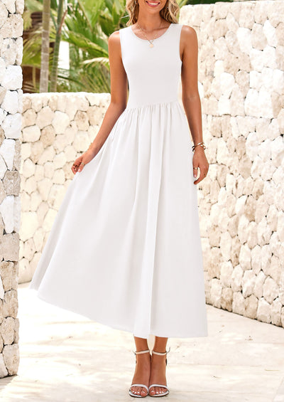 PRETTYGARDEN Women's Maxi Sundress Casual Summer Sleeveless Asymmetrical Drop Waist Patchwork Long Flowy Tank Dresses