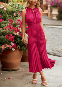 PRETTYGARDEN Women's Midi Summer Dresses Casual V Neck Swiss Dot Ruffle Sleeveless A Line Beach Sun Dress