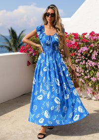 PRETTYGARDEN Women's Boho Maxi Dress Summer Cap Sleeve Long Flowy Beach Vacation Floral Sundresses Spring Resort Wear PRETTYGARDEN