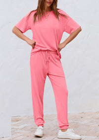 PRETTYGARDEN Women's Two Piece Lounge Sets Spring Summer Jogger Pants Vacation Outfits Travel Airplane Matching Clothes