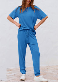 PRETTYGARDEN Women's Two Piece Lounge Sets Spring Summer Jogger Pants Vacation Outfits Travel Airplane Matching Clothes