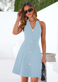 PRETTYGARDEN Cocktail Dresses for Women Short Summer Elegant Halter V Neck Sleeveless A Line Spring Mini Party Dress PRETTYGARDEN