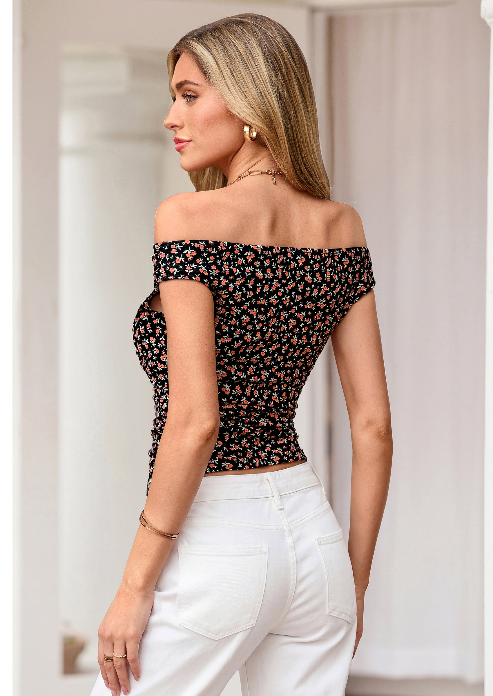 PRETTYGARDEN Womens Off The Shoulder Tops Summer Y2K Clothes Going Out Shirts Ruched Tank Top Date Night Outfits