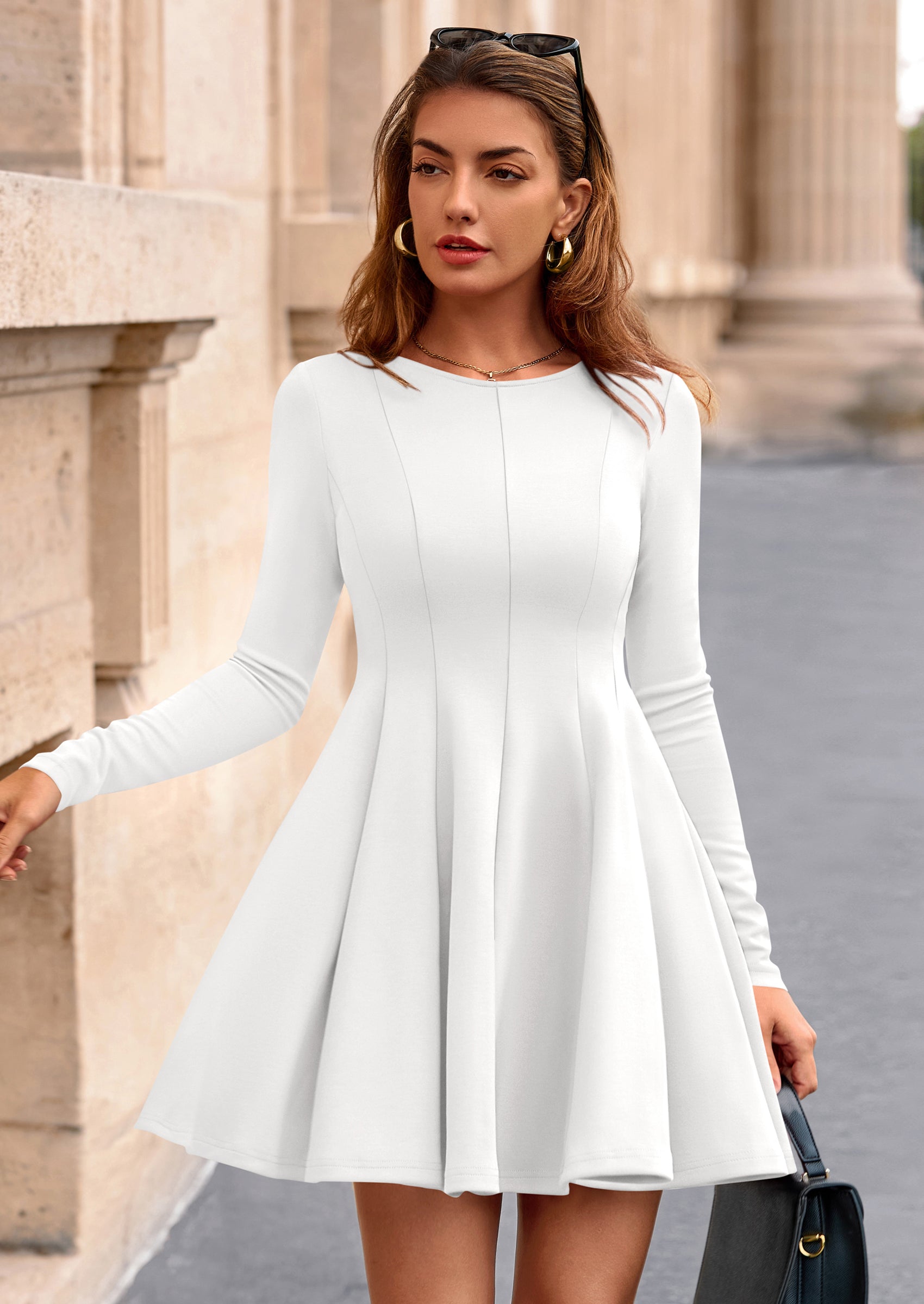 PRETTYGARDEN Fall Cocktail Dresses for Women Elegant Classy Wedding Guest Long Sleeve Homecoming Party A Line Mini Dress