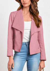 PRETTYGARDEN Women's Faux Suede Jackets Fashion Fall Clothes Long Sleeve Open Front Cropped Coat Outwear