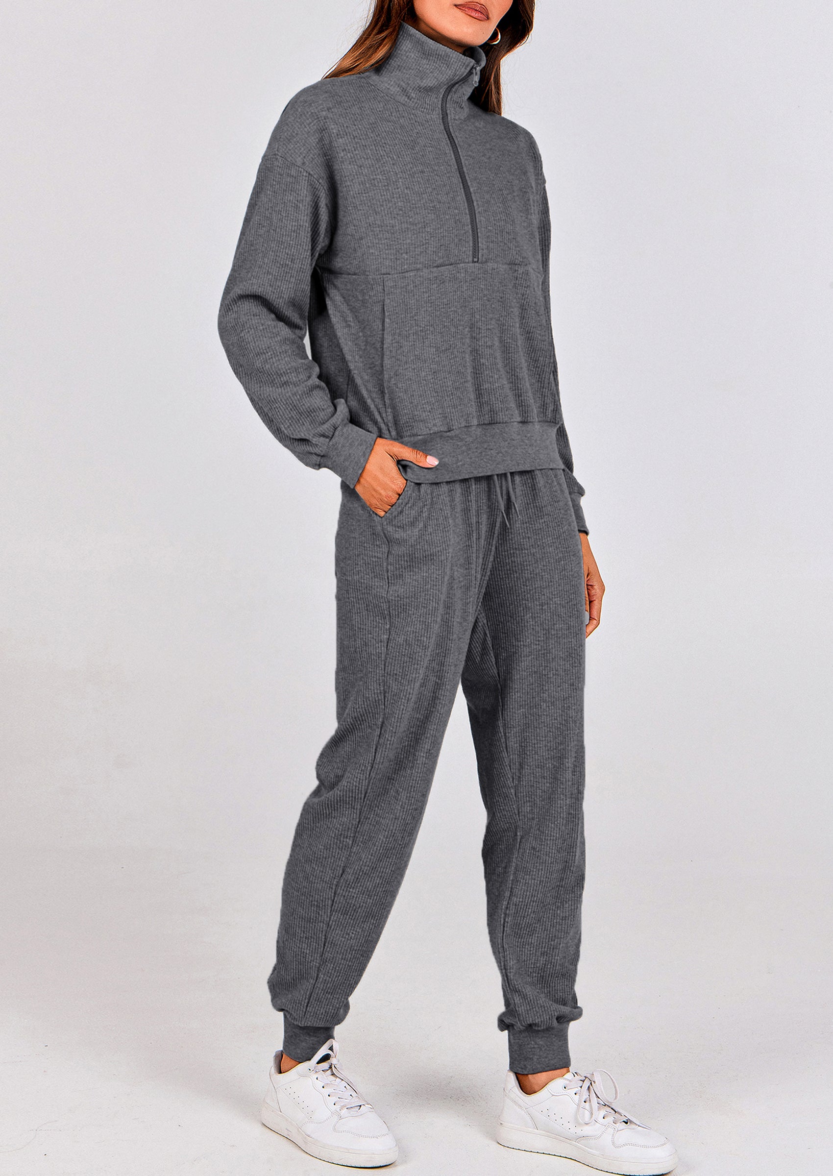 PRETTYGARDEN Women's Fall 2 Piece Lounge Sets Zip Up Sweatshirt Jogger Pants Sweat Track Suits Travel Outfit Winter Clothing