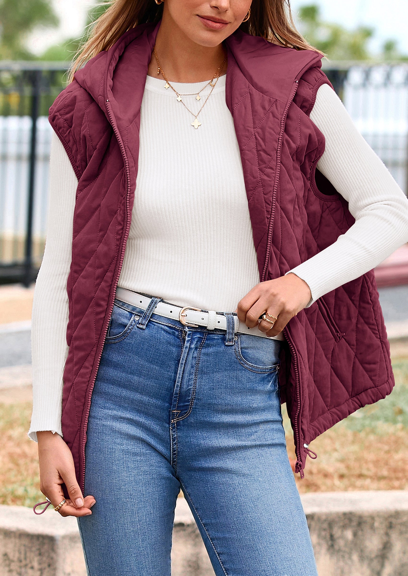 PRETTYGARDEN Women's Fall Spring Vest Casual Sleeveless Hooded Zip Up Jacket Trendy Winter Coat Outerwear PRETTYGARDEN