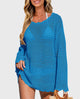 Long Sleeve Knit Crochet Bathing Beach Vacation Cover Up Dresses