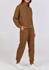 PRETTYGARDEN Women's Fall 2 Piece Lounge Sets Zip Up Sweatshirt Jogger Pants Sweat Track Suits Travel Outfit Winter Clothing