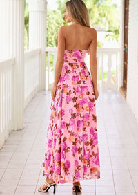PRETTYGARDEN Womens Boho Maxi Dress Summer Floral Tube Strapless Spring Wedding Guest Cocktail Long Dresses