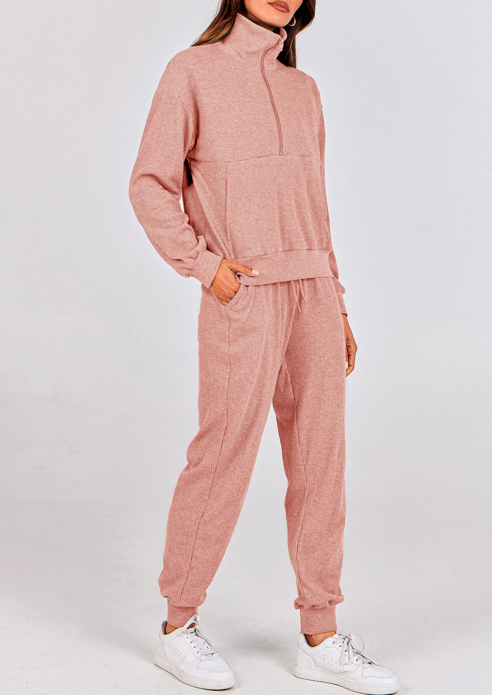 PRETTYGARDEN Women's Fall 2 Piece Lounge Sets Zip Up Sweatshirt Jogger Pants Sweat Track Suits Travel Outfit Winter Clothing