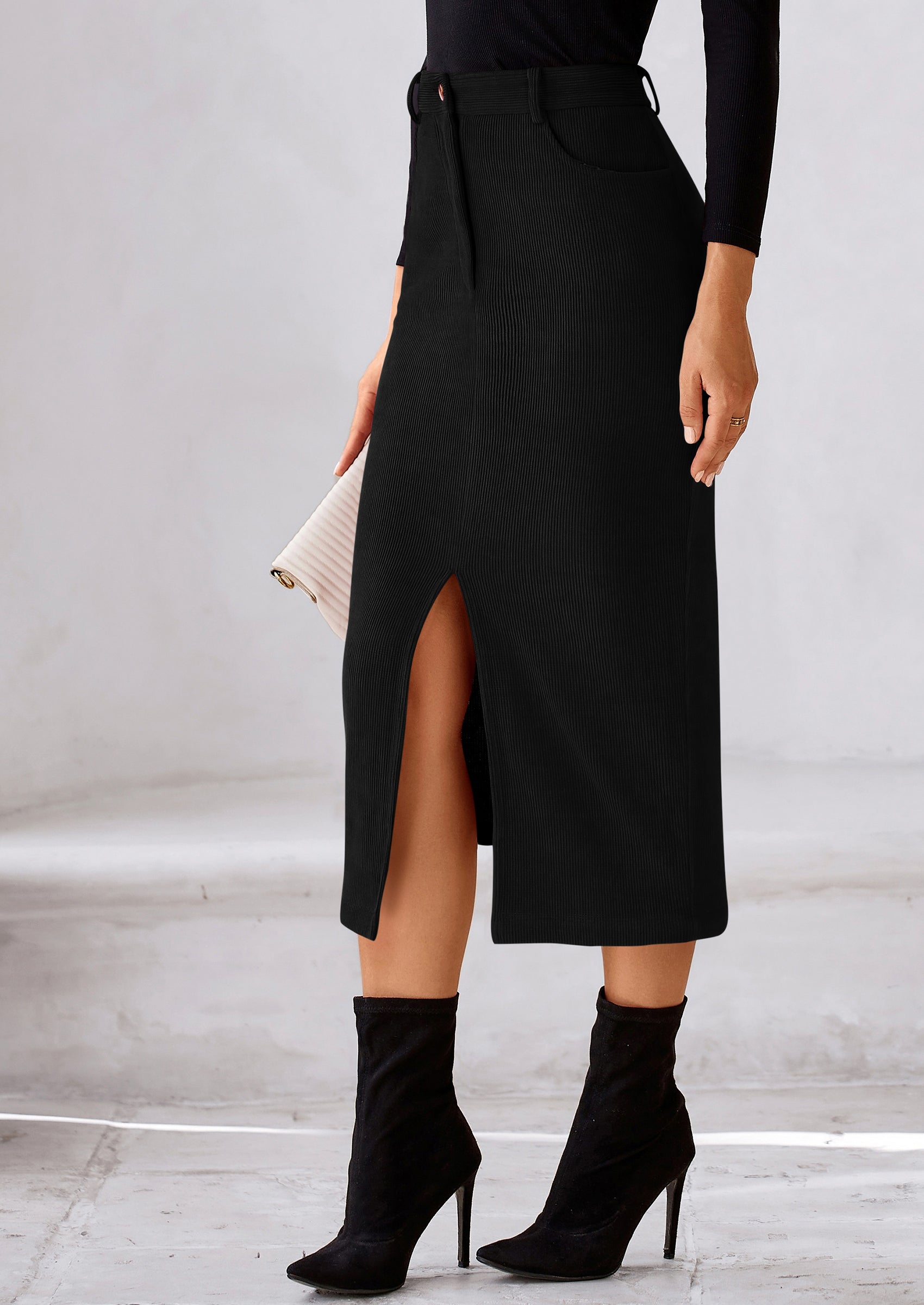 PRETTYGARDEN Corduroy Skirt Women Fall Fashion High Waisted Pencil Midi Skirts Business Casual Work Office Winter Outfit