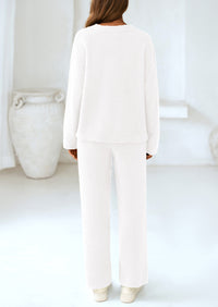 PRETTYGARDEN Lounge Sets for Women Two Piece Sweaters Pajama Set Fall Fashion Loungewear Outfits Matching Winter Clothes