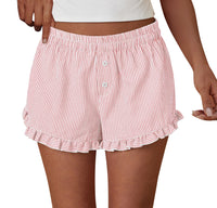 PRETTYGARDEN Womens Boxer Shorts Y2K Ruffle Pajama Summer Spring Lounge Sleep Striped Casual Beach Pj Bottoms Pockets PRETTYGARDEN
