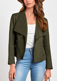 PRETTYGARDEN Women's Faux Suede Jackets Fashion Fall Clothes Long Sleeve Open Front Cropped Coat Outwear