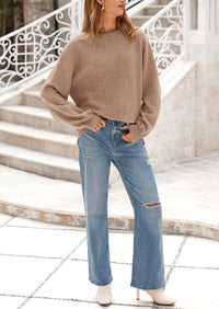 PRETTYGARDEN Women's Fall Sweaters Casual Crew Neck Long Sleeve Pullover Tops Ribbed Knit Loose Fit Winter Clothes