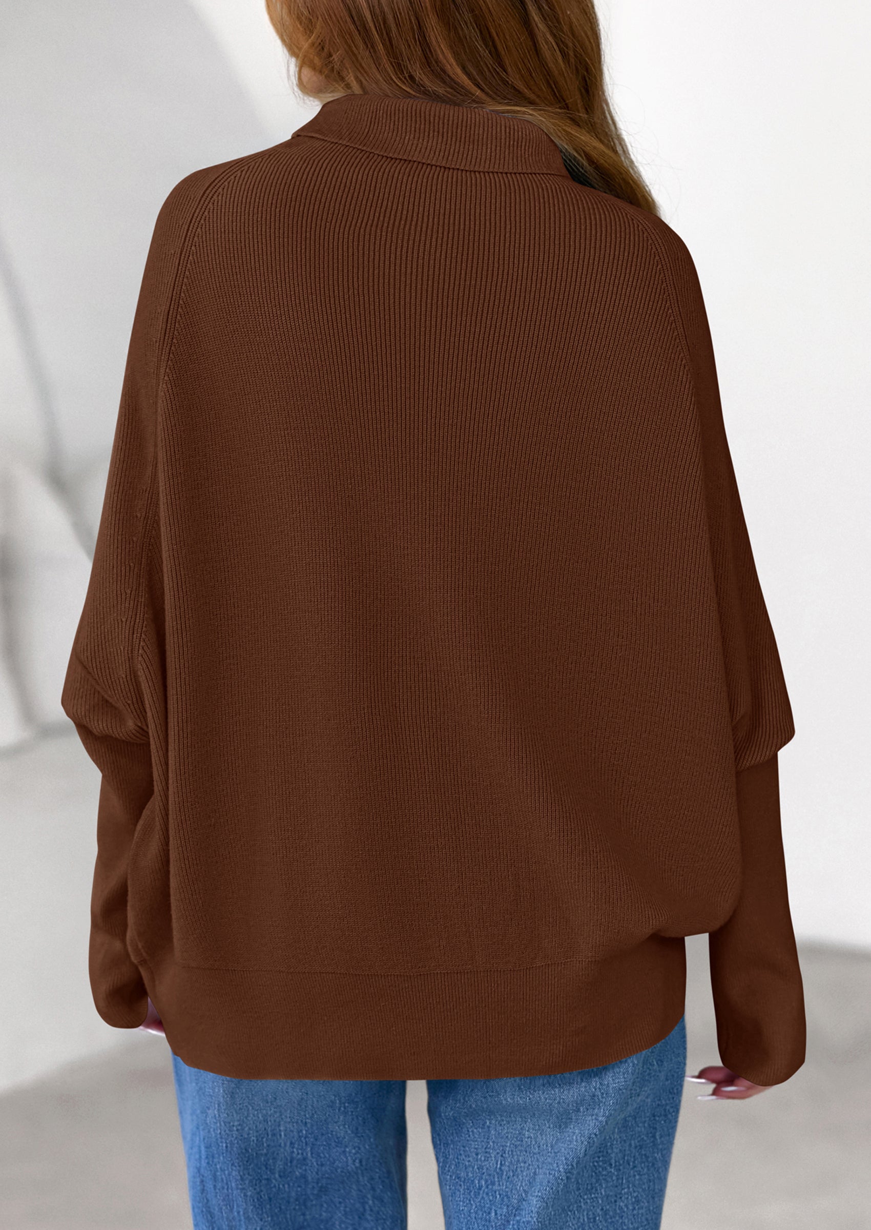 PRETTYGARDEN Womens Sweaters Fall Fashion Casual Loose Turtleneck Batwing Long Sleeve Knit Sweater Pullover Tops