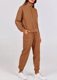 PRETTYGARDEN Women's Fall 2 Piece Lounge Sets Zip Up Sweatshirt Jogger Pants Sweat Track Suits Travel Outfit Winter Clothing