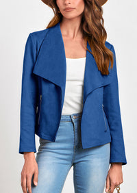 PRETTYGARDEN Women's Faux Suede Jackets Fashion Fall Clothes Long Sleeve Open Front Cropped Coat Outwear