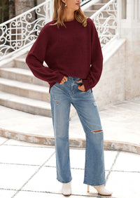 PRETTYGARDEN Women's Fall Sweaters Casual Crew Neck Long Sleeve Pullover Tops Ribbed Knit Loose Fit Winter Clothes