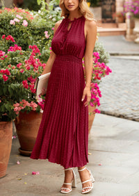 PRETTYGARDEN Women's Midi Summer Dresses Casual V Neck Swiss Dot Ruffle Sleeveless A Line Beach Sun Dress