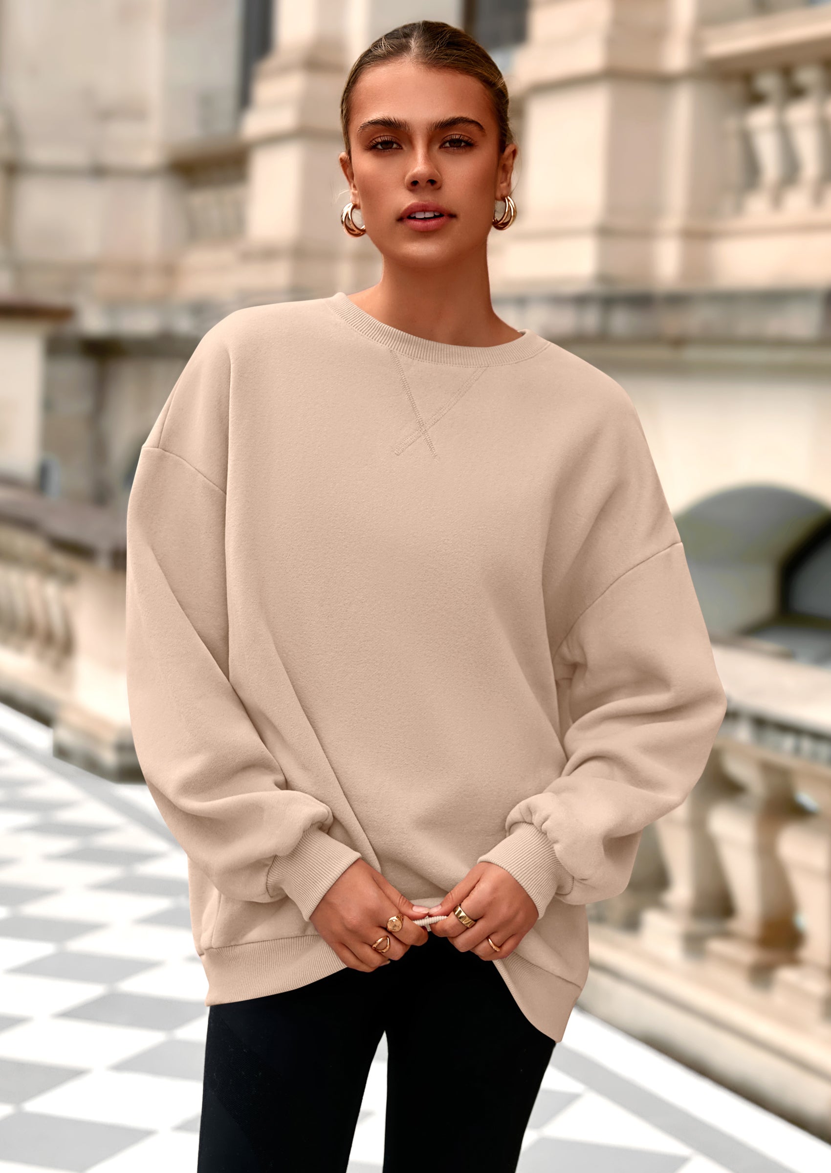 PRETTYGARDEN Oversized Sweatshirt for Women Fall Outfits Crewneck Long Sleeve Tops Fleece Pullover Winter Clothing