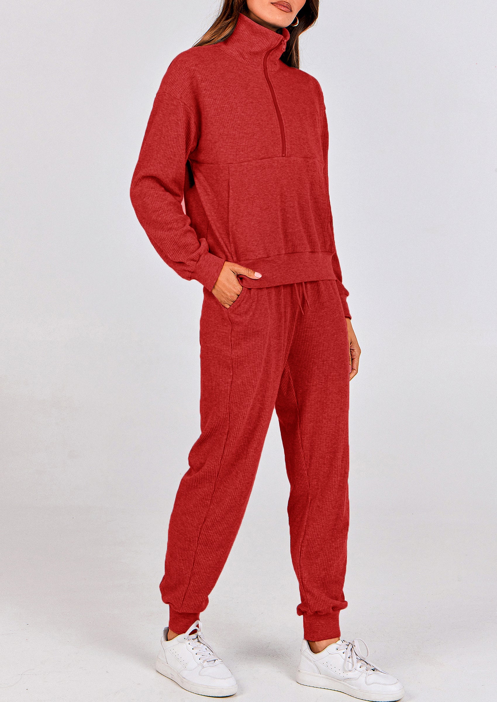 PRETTYGARDEN Women's Fall 2 Piece Lounge Sets Zip Up Sweatshirt Jogger Pants Sweat Track Suits Travel Outfit Winter Clothing