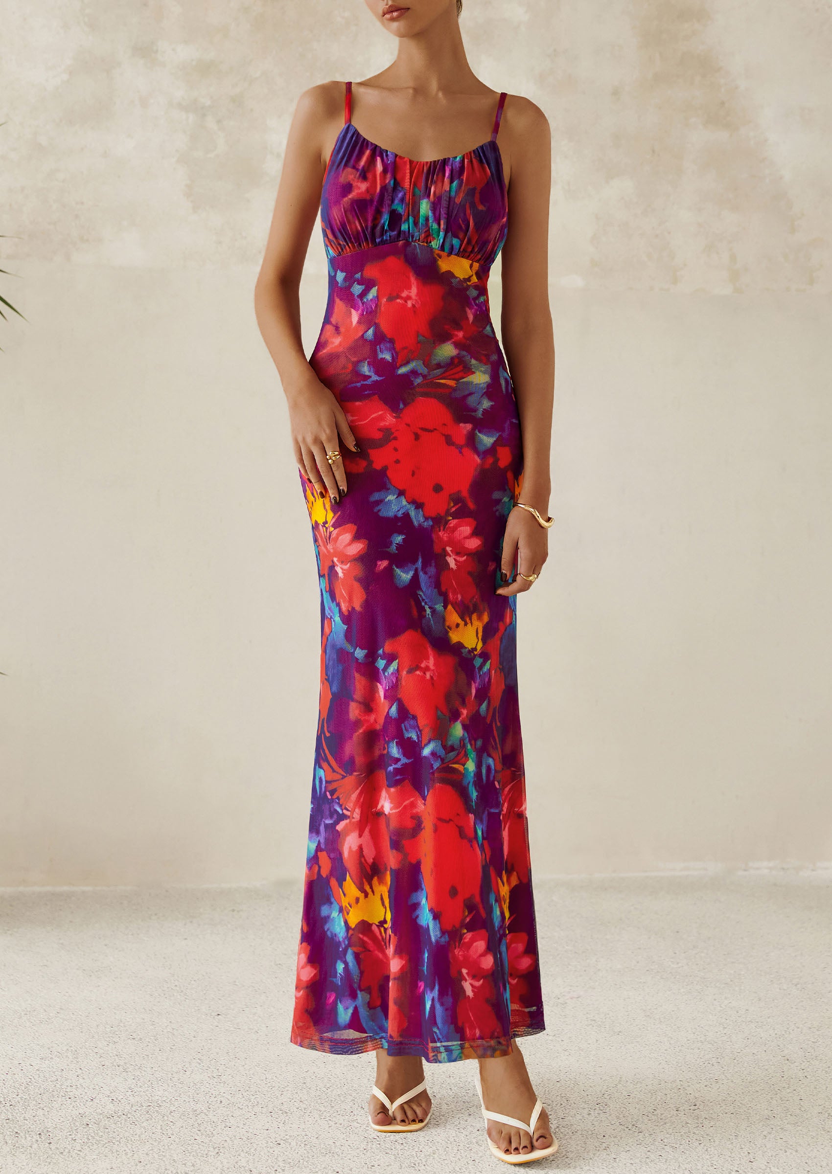 PRETTYGARDEN Women's Bodycon Maxi Dress Floral Sundress Sleeveless Spaghetti Strap Cocktail Party Dress