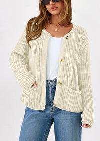 PRETTYGARDEN Cardigan Sweaters for Women Trendy Oversized Knit Chunky Button Cardigans Fall Winter Outfits with Pockets