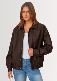 PRETTYGARDEN Women's Faux Leather Motorcycle Jacket Trendy Fall Spring Clothes Oversized Zip Up Winter Coat Outerwear