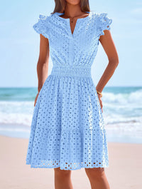 PRETTYGARDEN Women's Summer Sundresses Eyelet Cap Sleeve V Neck Short Boho Wedding Guest Dress Beach Vacation Clothes PRETTYGARDEN