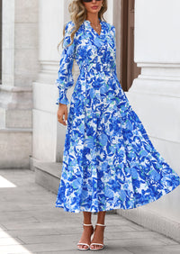 PRETTYGARDEN Women's Floral Maxi Dress Spring Long Sleeve V Neck Casual A Line Long Flowy Boho Party Dresses