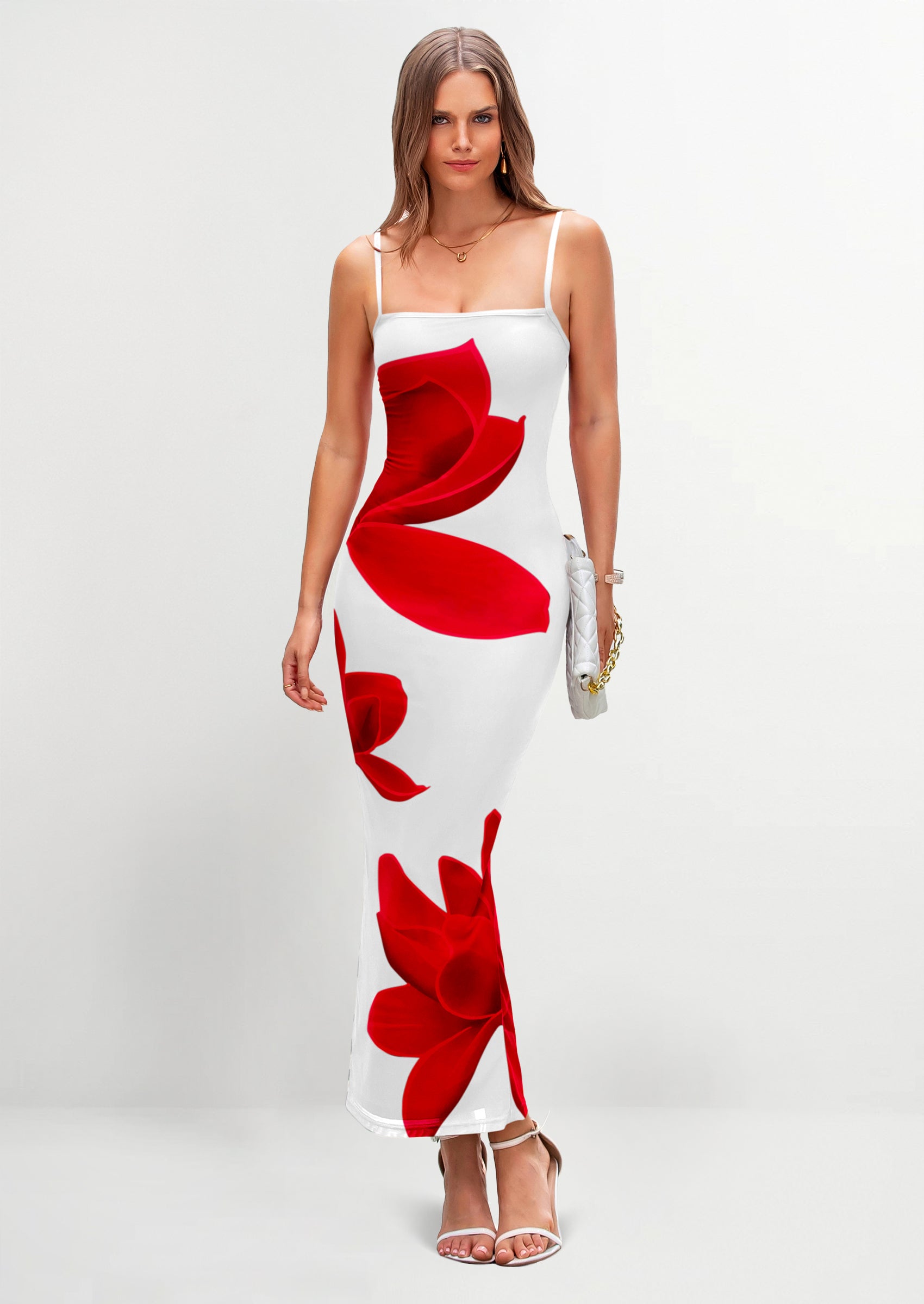 PRETTYGARDEN Womens Floral Maxi Dress Sexy Spaghetti Strap Slip Bodycon Mesh Beach Vacation Dresses