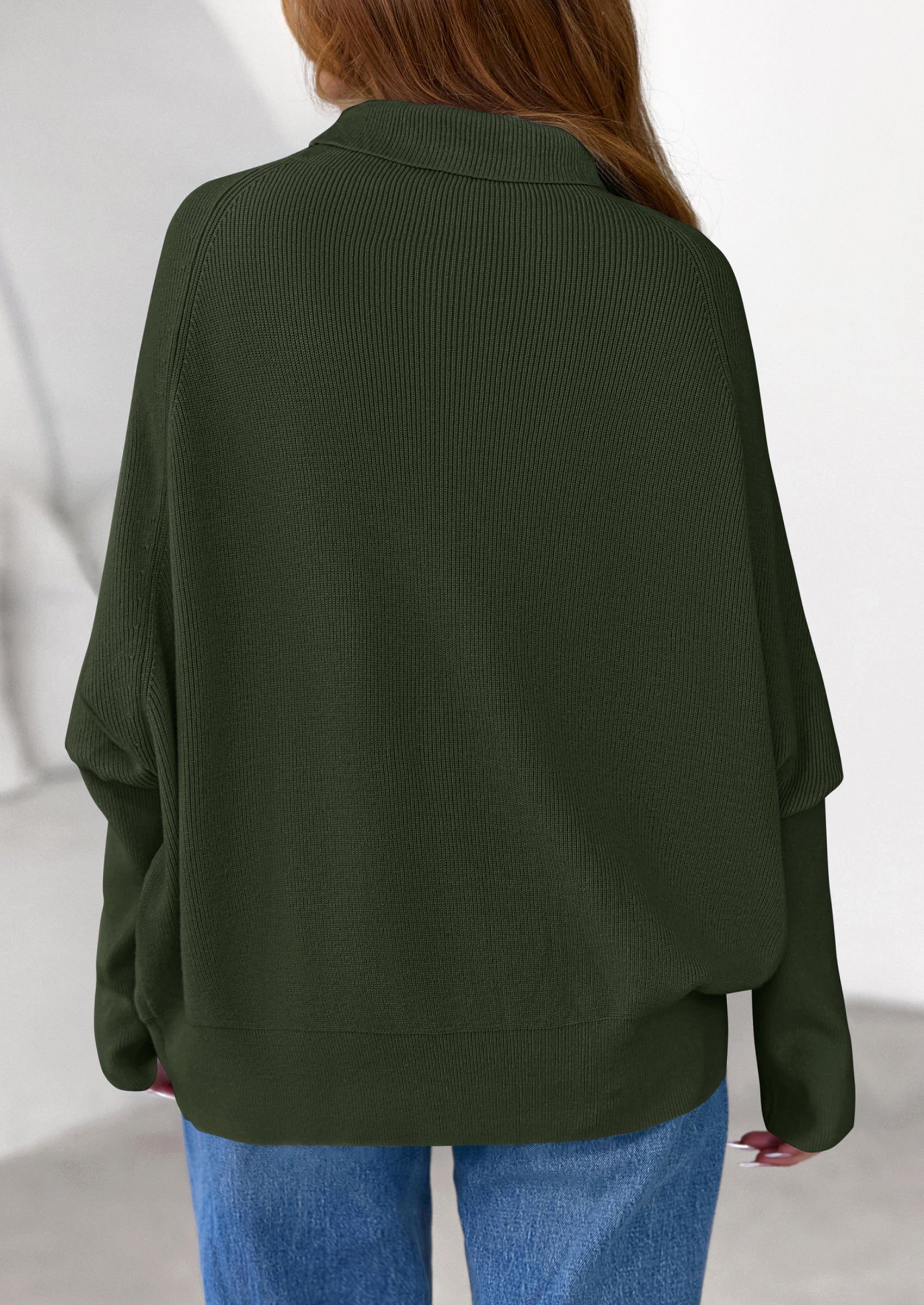 PRETTYGARDEN Womens Sweaters Fall Fashion Casual Loose Turtleneck Batwing Long Sleeve Knit Sweater Pullover Tops