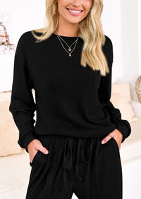 KIRUNDO Lounge Sets for Women Travel Airport Outfits Lightweight Tops Drawstring Pants Tracksuit Jogger Set Postpartum