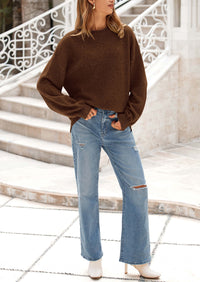 PRETTYGARDEN Women's Fall Sweaters Casual Crew Neck Long Sleeve Pullover Tops Ribbed Knit Loose Fit Winter Clothes