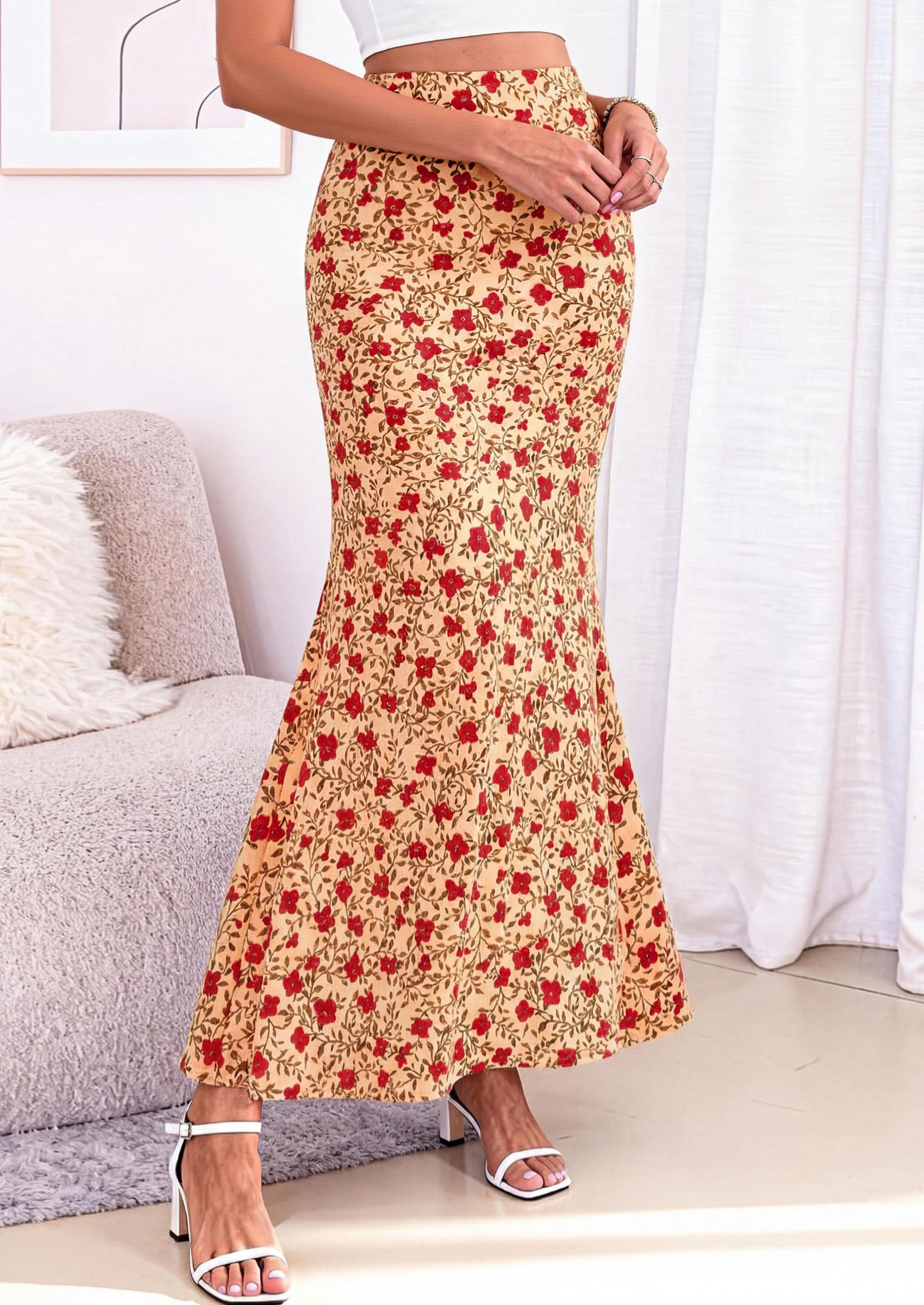 PRETTYGARDEN Maxi Skirts for Women 2026 Summer Flowy High Waisted Polka Dot Mermaid Office Work Spring Fashion Long Skirt PRETTYGARDEN