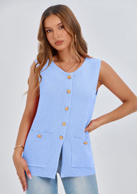 PRETTYGARDEN Women's Knit Sweater Vest Summer Sleeveless Button Down Tank Tops Trendy Business Casual Outfits PRETTYGARDEN