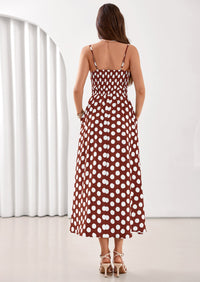 PRETTYGARDEN Womens Summer Dresses Spring Sleeveless Spaghetti Straps Casual Midi Dress Polka Dot Smocked Beach Sundress PRETTYGARDEN