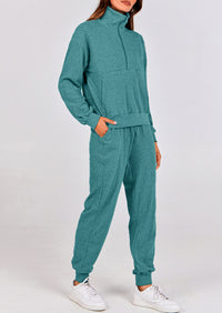 PRETTYGARDEN Women's Fall 2 Piece Lounge Sets Zip Up Sweatshirt Jogger Pants Sweat Track Suits Travel Outfit Winter Clothing