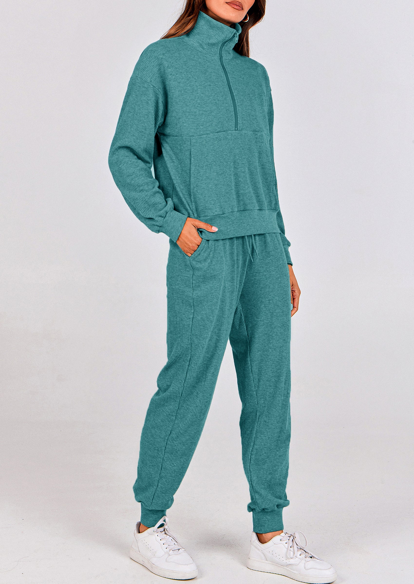 PRETTYGARDEN Women's Fall 2 Piece Lounge Sets Zip Up Sweatshirt Jogger Pants Sweat Track Suits Travel Outfit Winter Clothing