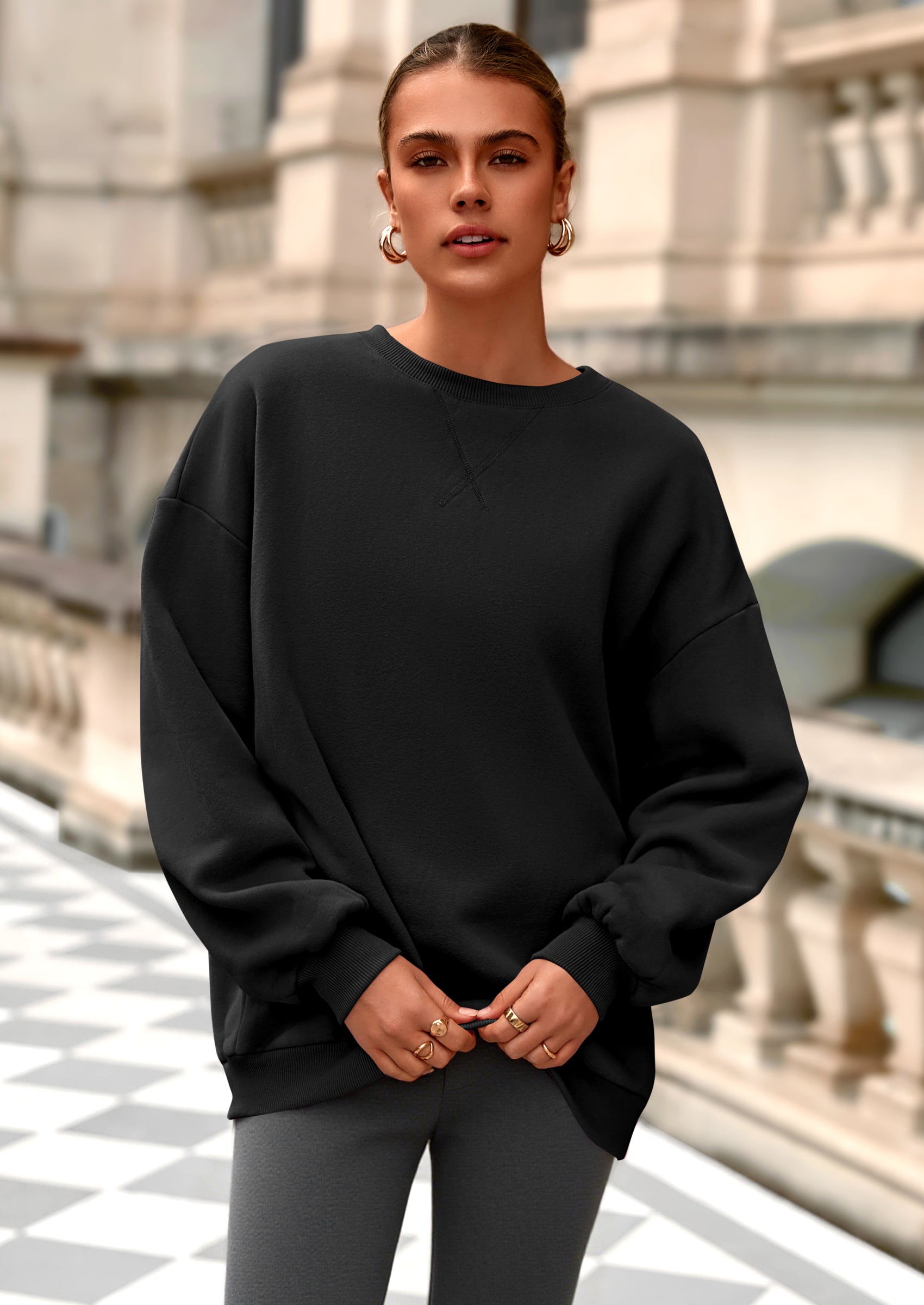 PRETTYGARDEN Oversized Sweatshirt for Women Fall Outfits Crewneck Long Sleeve Tops Fleece Pullover Winter Clothing