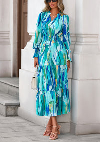 PRETTYGARDEN Women's Floral Maxi Dress Spring Long Sleeve V Neck Casual A Line Long Flowy Boho Party Dresses